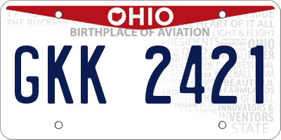 OH license plate GKK2421
