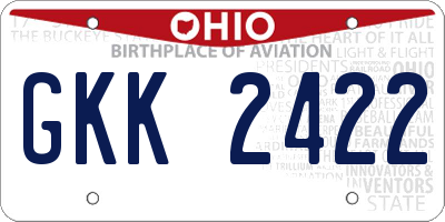 OH license plate GKK2422