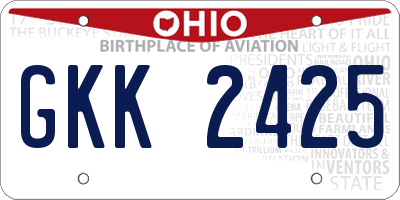 OH license plate GKK2425