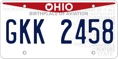 OH license plate GKK2458