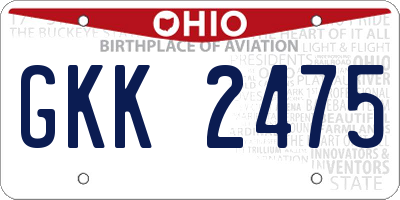 OH license plate GKK2475