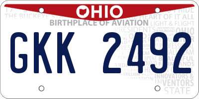 OH license plate GKK2492
