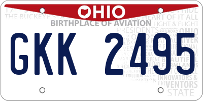 OH license plate GKK2495