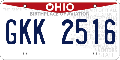 OH license plate GKK2516