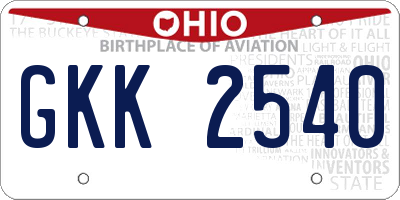OH license plate GKK2540