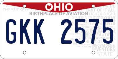 OH license plate GKK2575