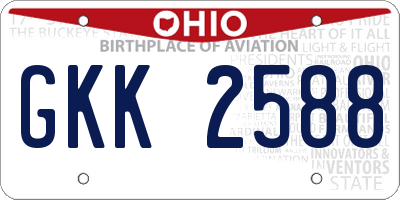 OH license plate GKK2588