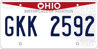 OH license plate GKK2592