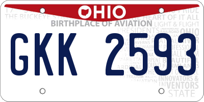 OH license plate GKK2593