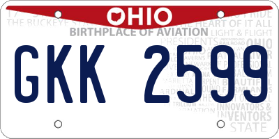 OH license plate GKK2599