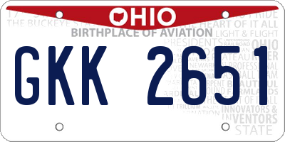 OH license plate GKK2651
