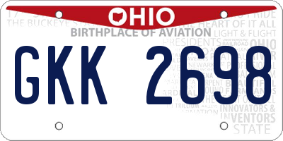 OH license plate GKK2698