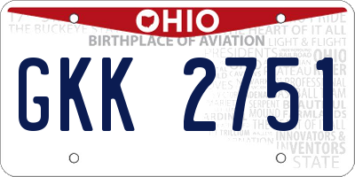 OH license plate GKK2751