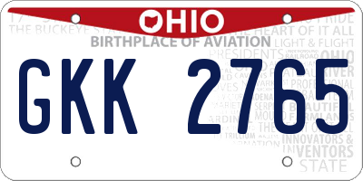 OH license plate GKK2765
