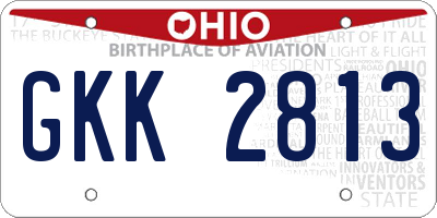 OH license plate GKK2813