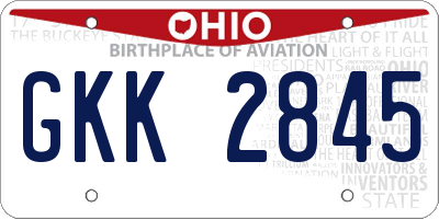 OH license plate GKK2845