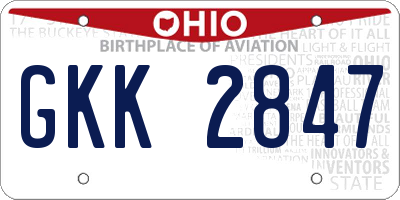 OH license plate GKK2847
