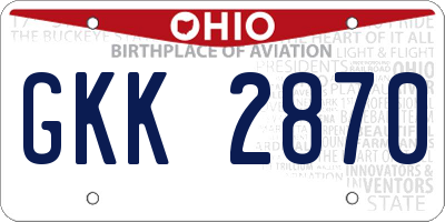 OH license plate GKK2870