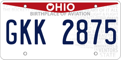 OH license plate GKK2875