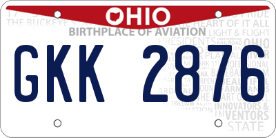 OH license plate GKK2876