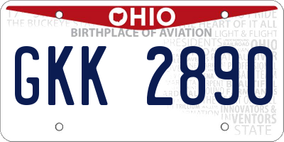 OH license plate GKK2890
