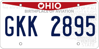 OH license plate GKK2895