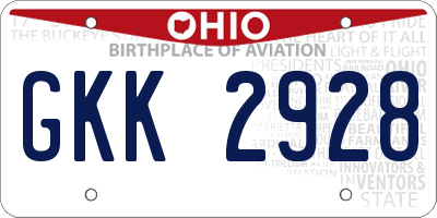 OH license plate GKK2928