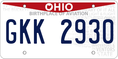 OH license plate GKK2930