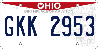 OH license plate GKK2953