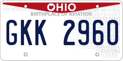 OH license plate GKK2960