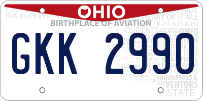 OH license plate GKK2990