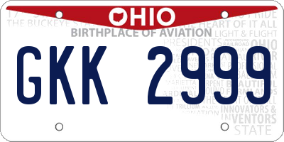 OH license plate GKK2999