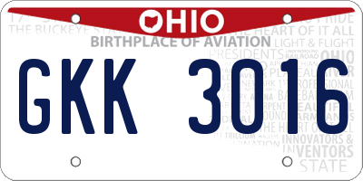 OH license plate GKK3016