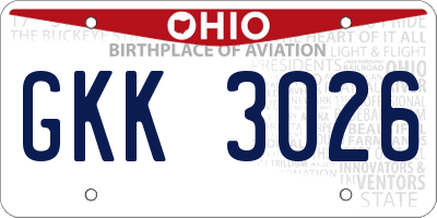 OH license plate GKK3026