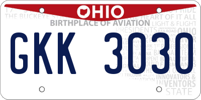 OH license plate GKK3030