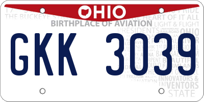 OH license plate GKK3039