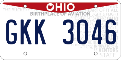 OH license plate GKK3046