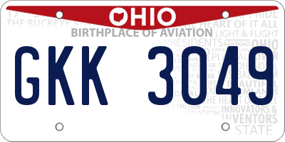 OH license plate GKK3049