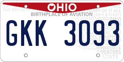 OH license plate GKK3093