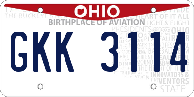 OH license plate GKK3114