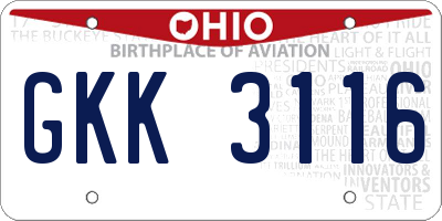 OH license plate GKK3116