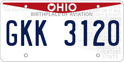 OH license plate GKK3120