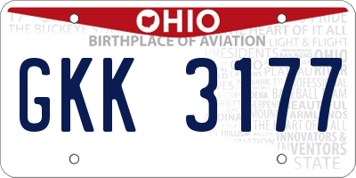 OH license plate GKK3177