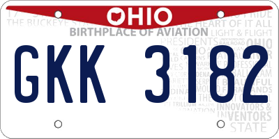 OH license plate GKK3182