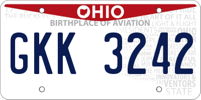 OH license plate GKK3242