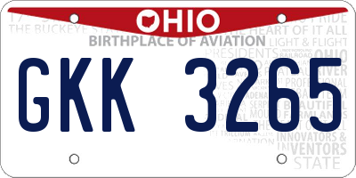 OH license plate GKK3265
