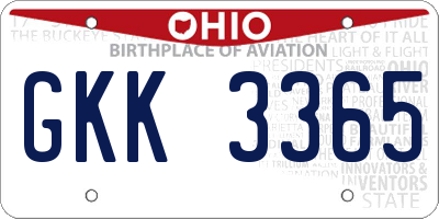 OH license plate GKK3365