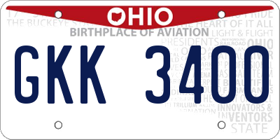 OH license plate GKK3400
