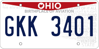 OH license plate GKK3401