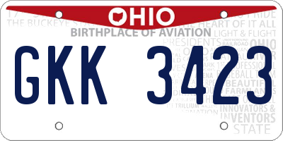 OH license plate GKK3423